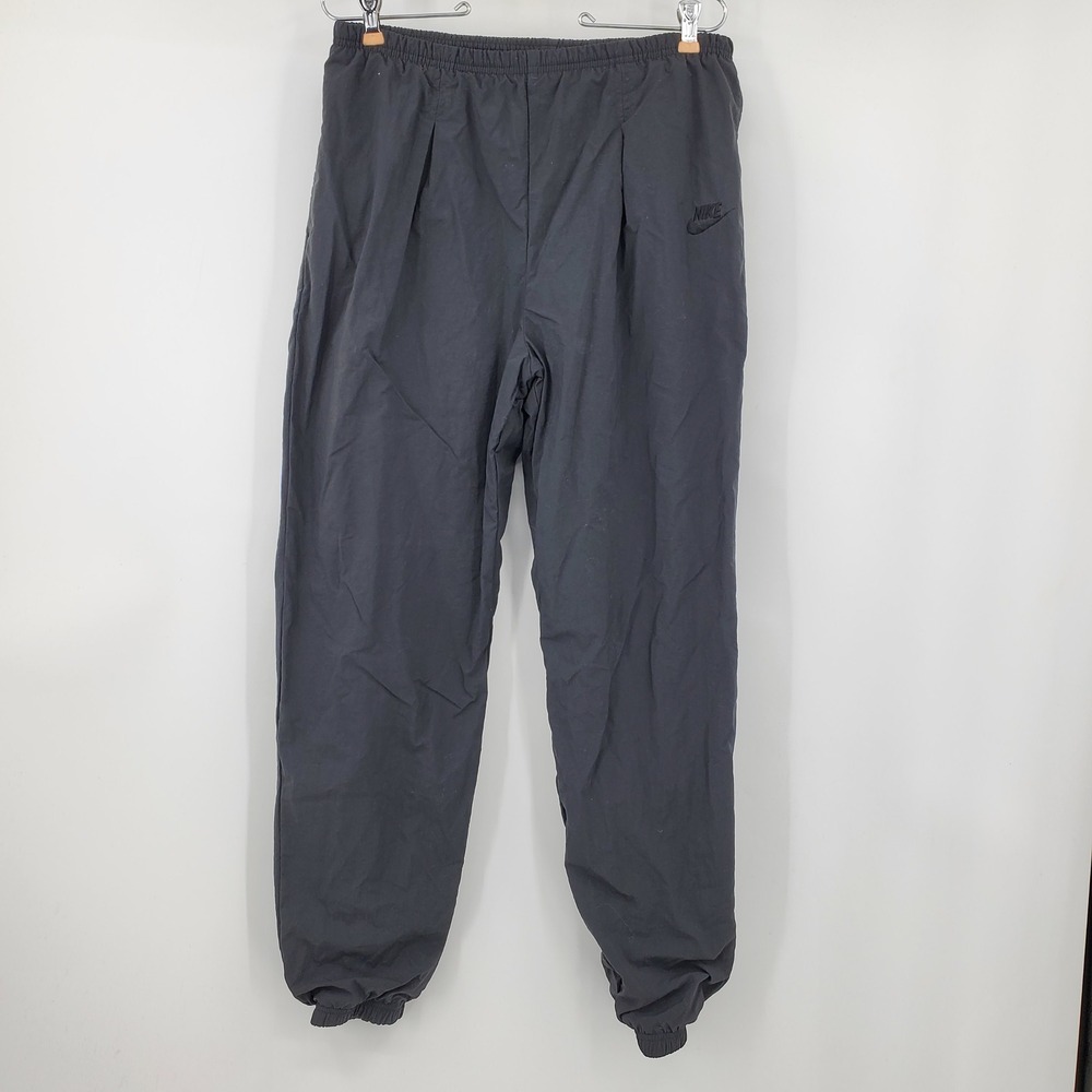 Nike Vintage Black Nylon Windbreaker Pants Lined Joggers M Y2K Gorpcore 90 Tonal